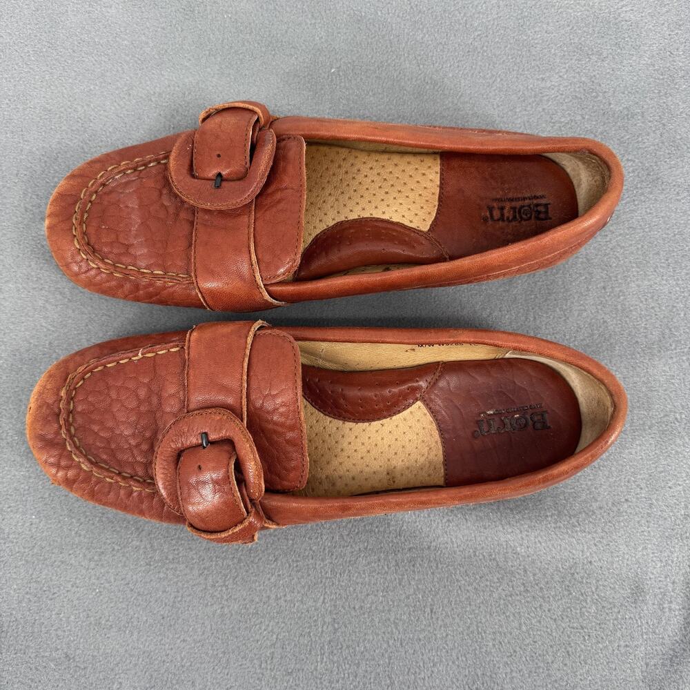 Born Womens 8.5 40‎ Brown Leather Loafers Moc Toe Driving Shoes Buckle Flats